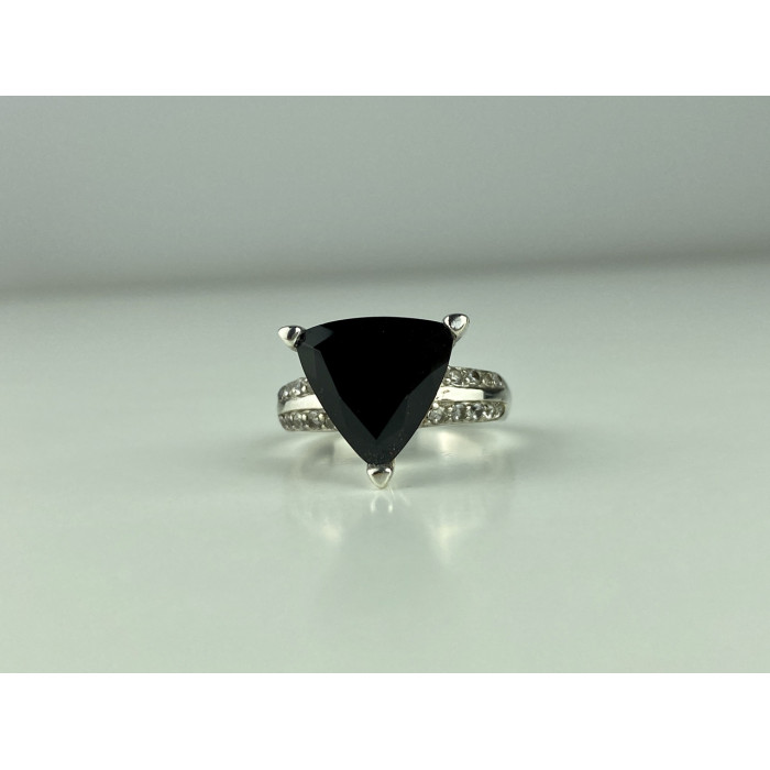 Sky Jewelry Серебряное кольцо с камнями черный нефрит и кварц   Классика