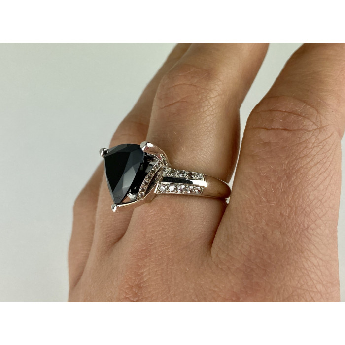 Sky Jewelry Серебряное кольцо с камнями черный нефрит и кварц   Классика