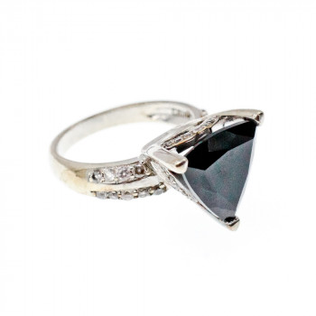 Sky Jewelry Серебряное кольцо с камнями черный нефрит и кварц   Классика