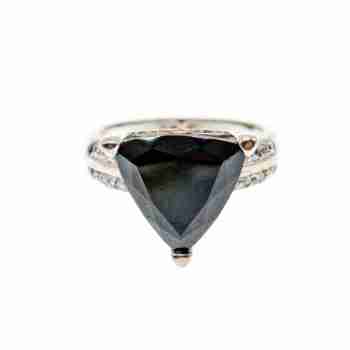 Sky Jewelry Серебряное кольцо с камнями черный нефрит и кварц   Классика