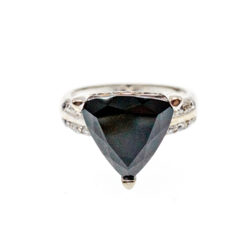 Sky Jewelry Серебряное кольцо с камнями черный нефрит и кварц   Классика