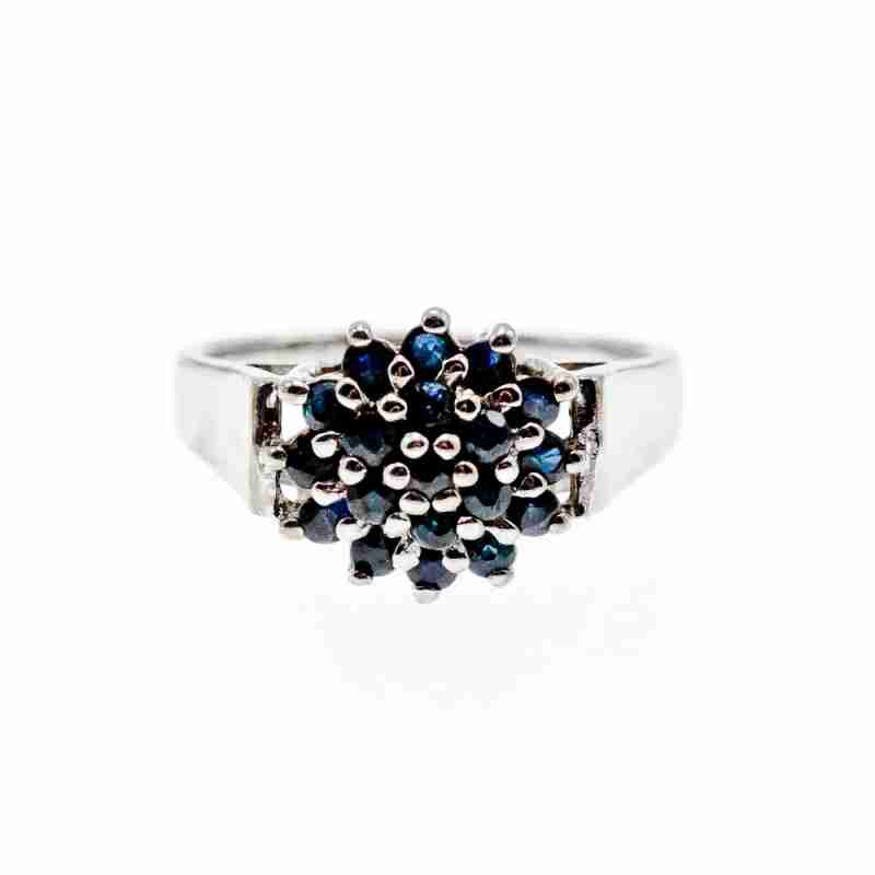 Sky Jewelry Серебряное Кольцо 925 пробы с Сапфирами   Цветок