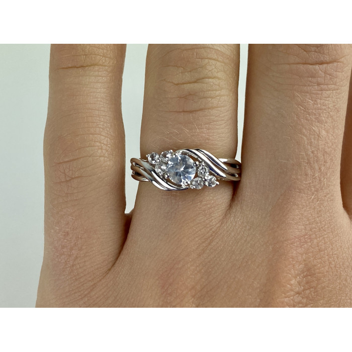 Sky Jewelry Серебряное кольцо 925 пробы с белым сапфиром   Любовь
