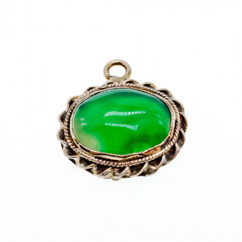 Sky Jewelry Серебряный винтажный кулон с зеленым агатом