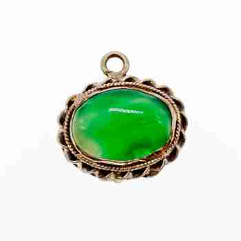 Sky Jewelry Серебряный винтажный кулон с зеленым агатом