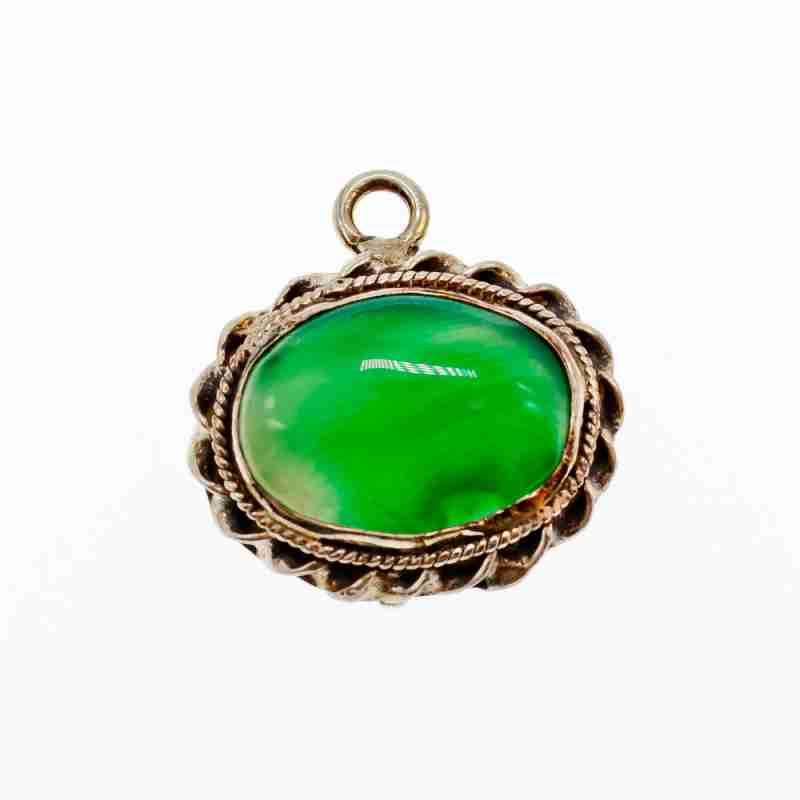 Sky Jewelry Серебряный винтажный кулон с зеленым агатом