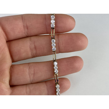Sky Jewelry Серебряный браслет в позолоте 925 пробы с фианитами   Классика