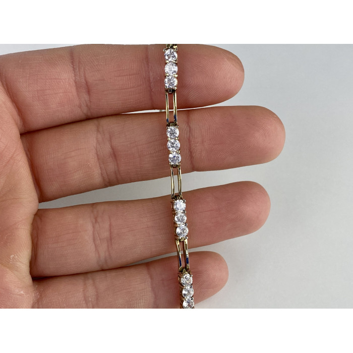 Sky Jewelry Серебряный браслет в позолоте 925 пробы с фианитами   Классика