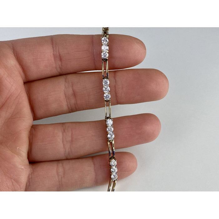 Sky Jewelry Серебряный браслет в позолоте 925 пробы с фианитами   Классика