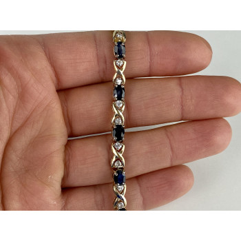 Sky Jewelry Серебряный браслет в позолоте с сапфирами и фианитами