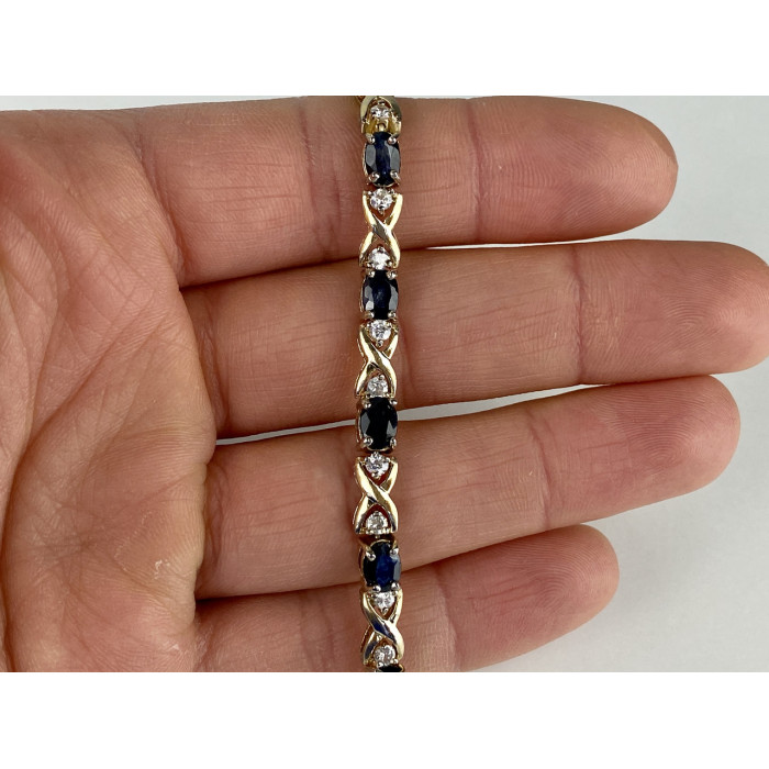 Sky Jewelry Серебряный браслет в позолоте с сапфирами и фианитами