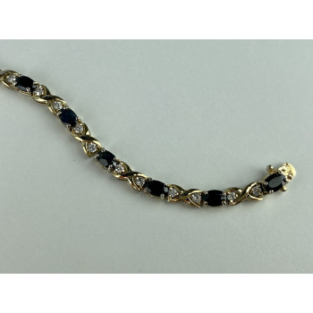 Sky Jewelry Серебряный браслет в позолоте с сапфирами и фианитами