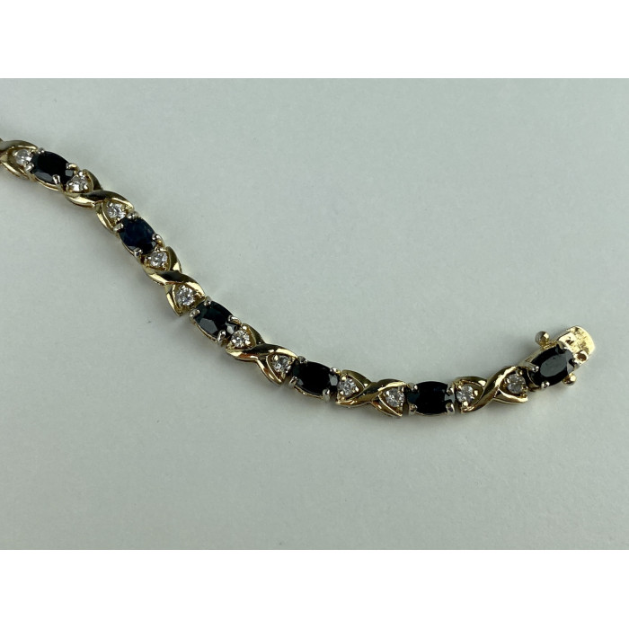 Sky Jewelry Серебряный браслет в позолоте с сапфирами и фианитами