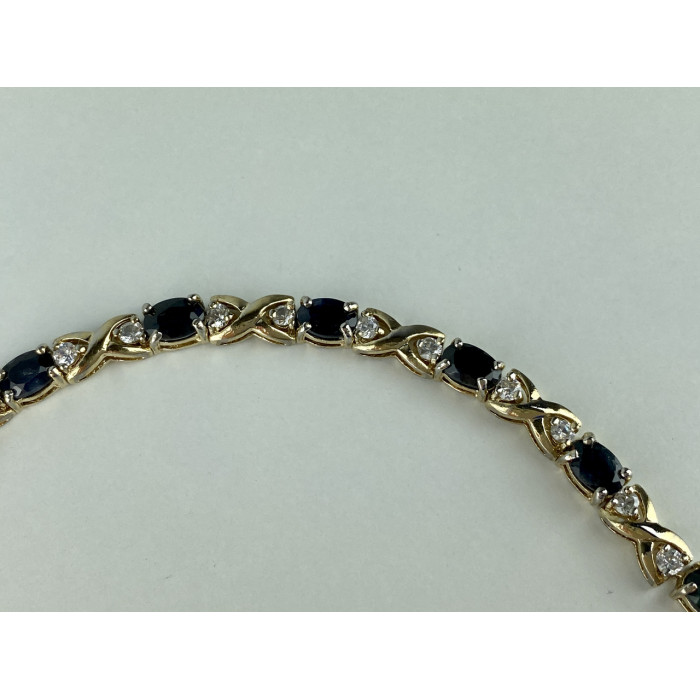 Sky Jewelry Серебряный браслет в позолоте с сапфирами и фианитами