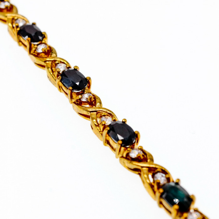 Sky Jewelry Серебряный браслет в позолоте с сапфирами и фианитами