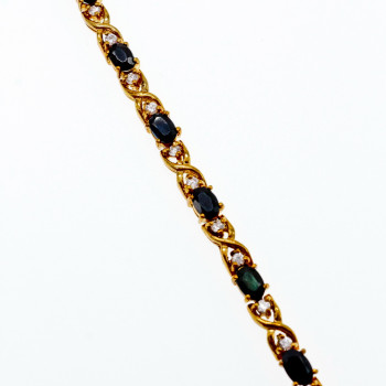 Sky Jewelry Серебряный браслет в позолоте с сапфирами и фианитами