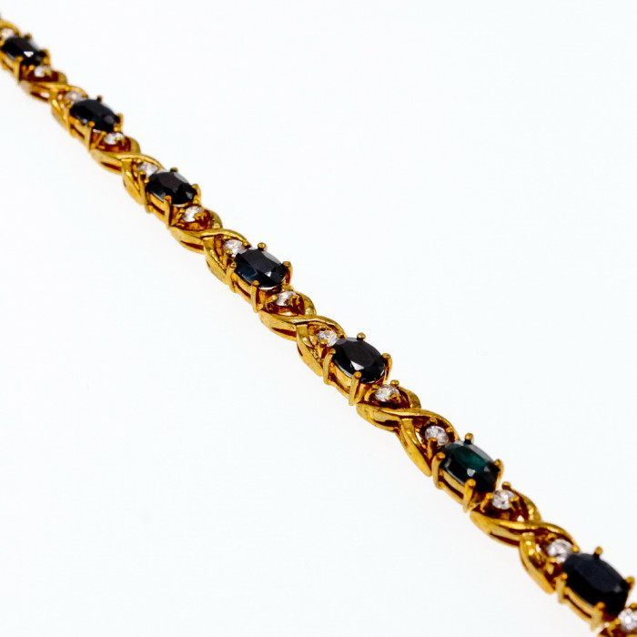 Sky Jewelry Серебряный браслет в позолоте с сапфирами и фианитами