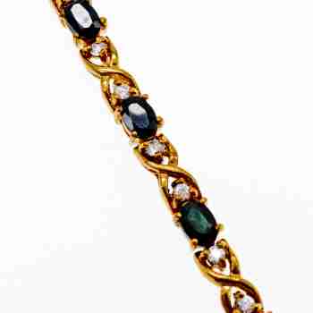 Sky Jewelry Серебряный браслет в позолоте с сапфирами и фианитами