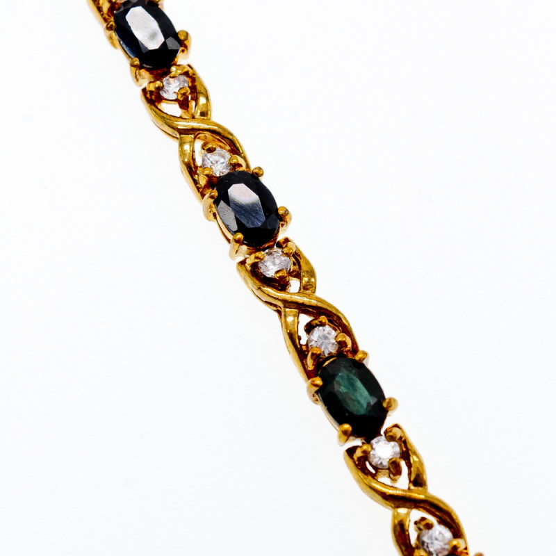 Sky Jewelry Серебряный браслет в позолоте с сапфирами и фианитами