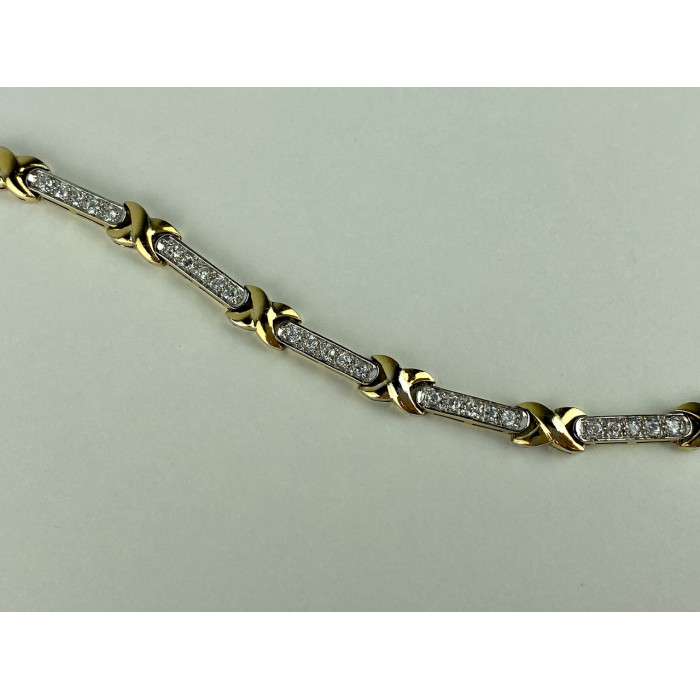 Sky Jewelry Серебряный браслет в позолоте 925 пробы с фианитами   Идеал