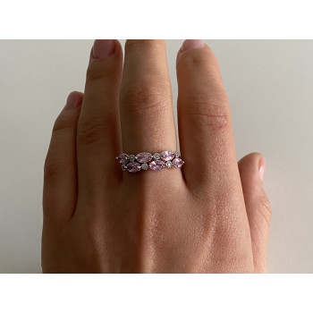 Sky Jewelry Серебряное кольцо 925 пробы с розовыми фианитами Очарование