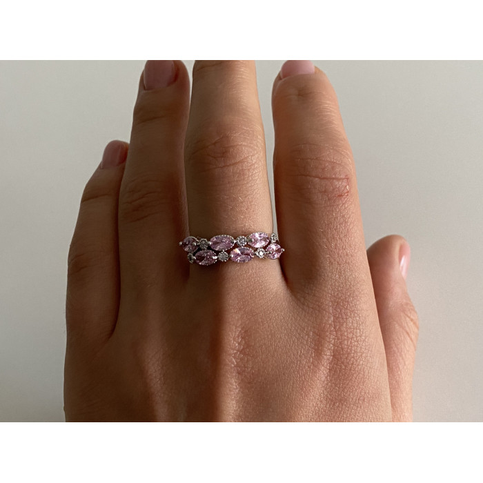 Sky Jewelry Серебряное кольцо 925 пробы с розовыми фианитами Очарование