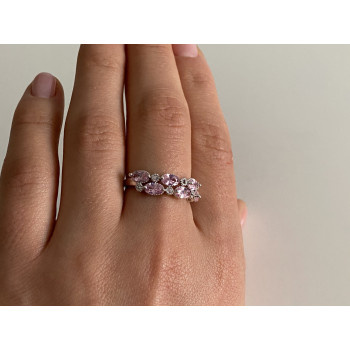 Sky Jewelry Серебряное кольцо 925 пробы с розовыми фианитами Очарование