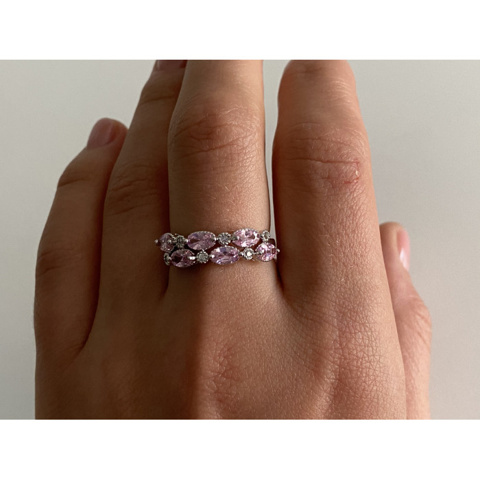 Sky Jewelry Серебряное кольцо 925 пробы с розовыми фианитами Очарование