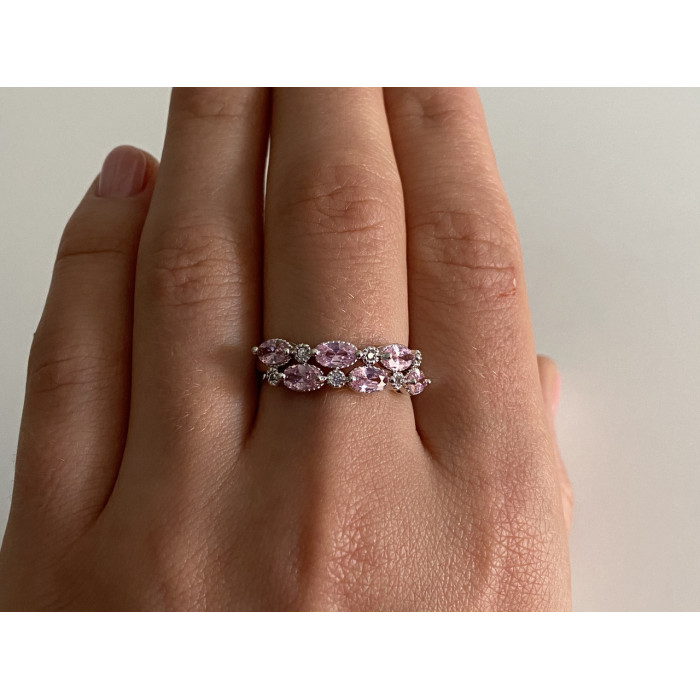 Sky Jewelry Серебряное кольцо 925 пробы с розовыми фианитами Очарование