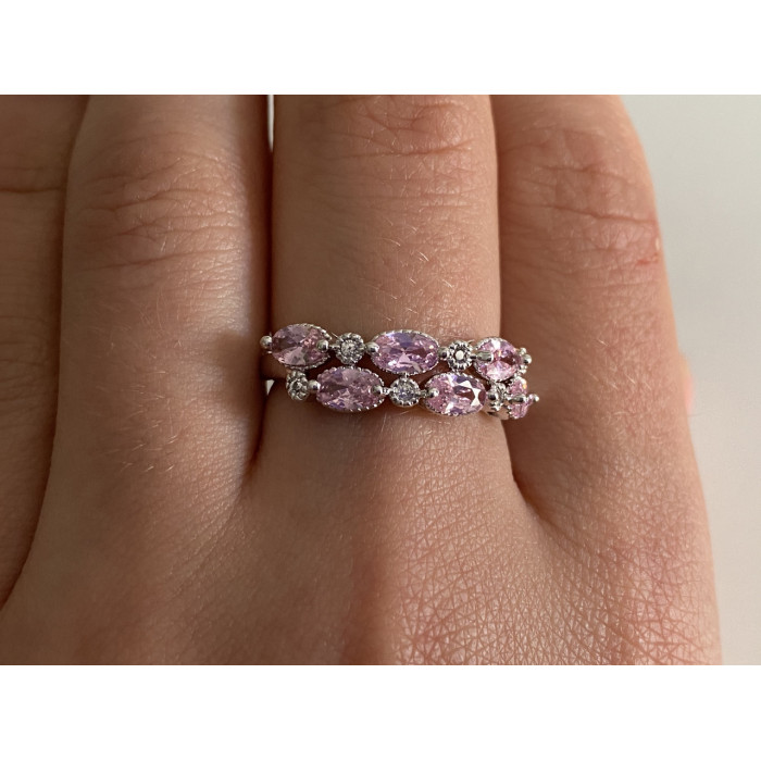 Sky Jewelry Серебряное кольцо 925 пробы с розовыми фианитами Очарование