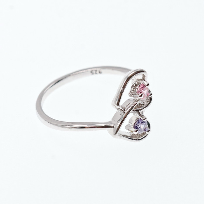 Sky Jewelry Серебряное кольцо 925 пробы с фианитами Сердца