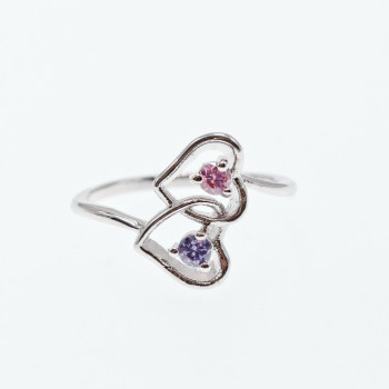 Sky Jewelry Серебряное кольцо 925 пробы с фианитами Сердца