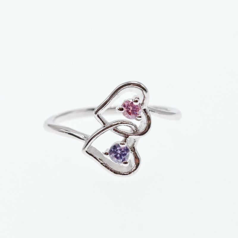 Sky Jewelry Серебряное кольцо 925 пробы с фианитами Сердца