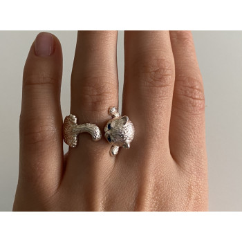 Sky Jewelry Серебряное кольцо 925 пробы с фианитами  Котик