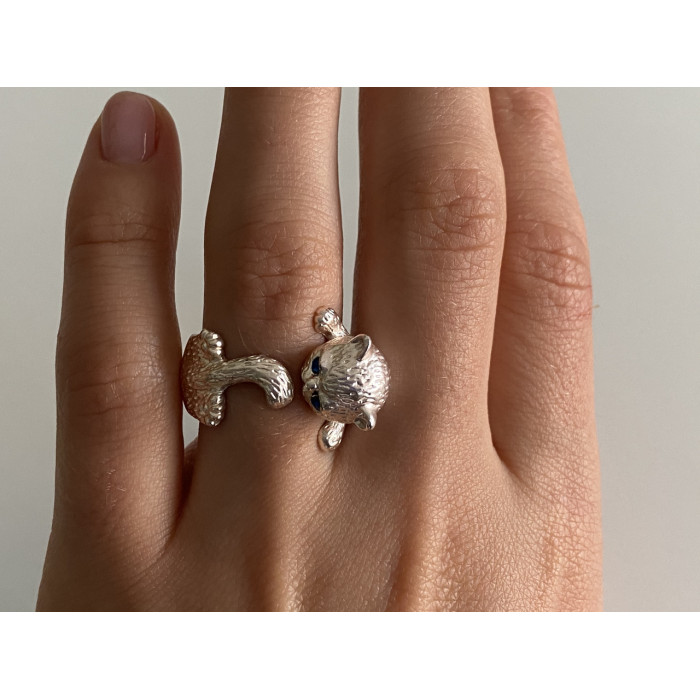 Sky Jewelry Серебряное кольцо 925 пробы с фианитами  Котик