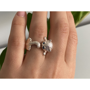 Sky Jewelry Серебряное кольцо 925 пробы с фианитами  Котик