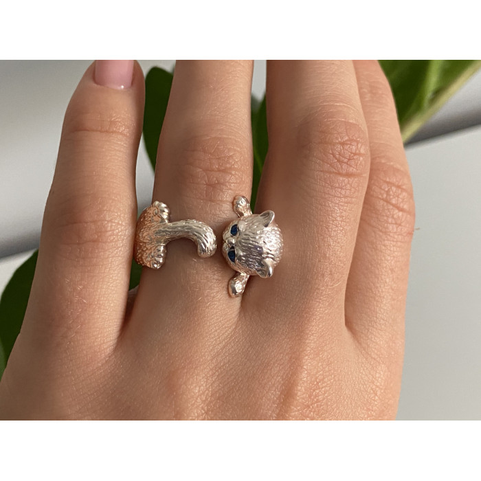 Sky Jewelry Серебряное кольцо 925 пробы с фианитами  Котик
