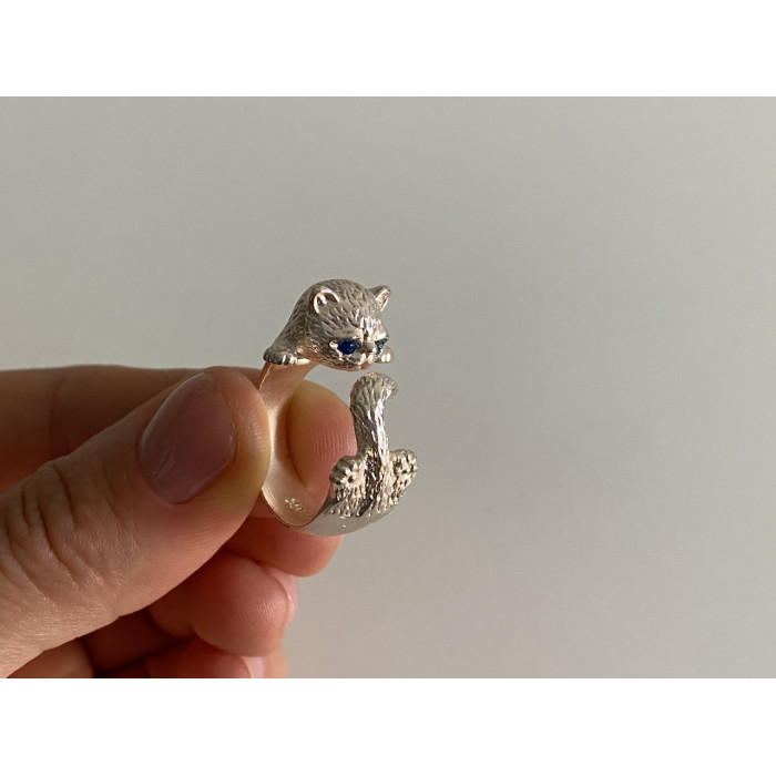 Sky Jewelry Серебряное кольцо 925 пробы с фианитами  Котик