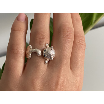 Sky Jewelry Серебряное кольцо 925 пробы с фианитами  Котик