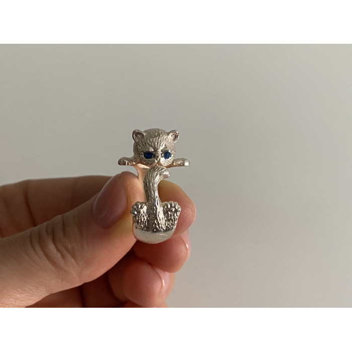 Sky Jewelry Серебряное кольцо 925 пробы с фианитами  Котик