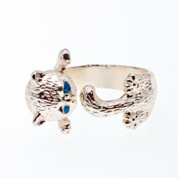 Sky Jewelry Серебряное кольцо 925 пробы с фианитами  Котик