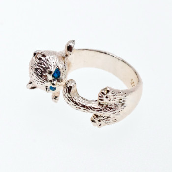 Sky Jewelry Серебряное кольцо 925 пробы с фианитами  Котик