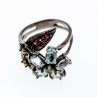 Sky Jewelry Черненое серебро кольцо с топазом гранатом хризолитом и опалом