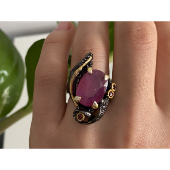 Sky Jewelry Черненое серебро кольцо с рубином  Королева