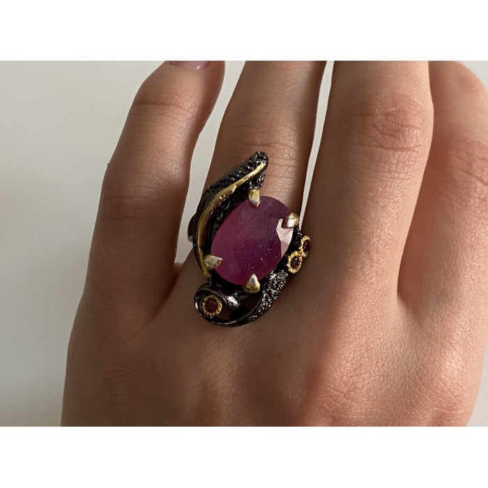 Sky Jewelry Черненое серебро кольцо с рубином  Королева