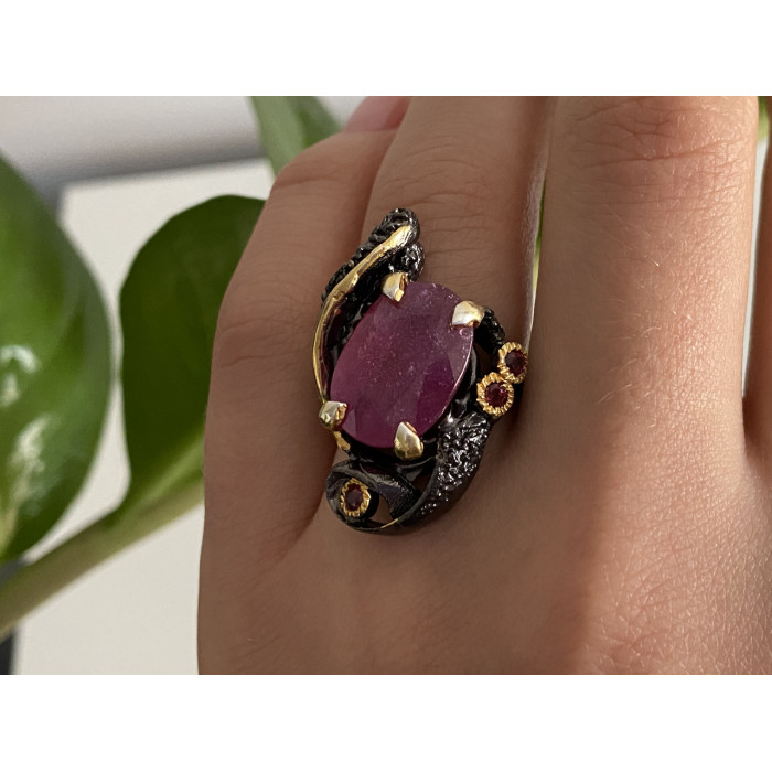 Sky Jewelry Черненое серебро кольцо с рубином  Королева