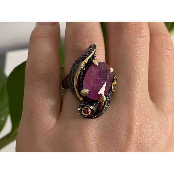 Sky Jewelry Черненое серебро кольцо с рубином  Королева