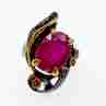 Sky Jewelry Черненое серебро кольцо с рубином  Королева