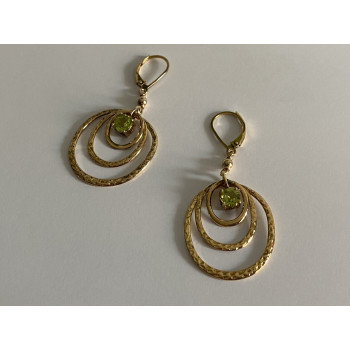 Sky Jewelry Серебряные серьги в позолоте с хризолитом   Принцесса