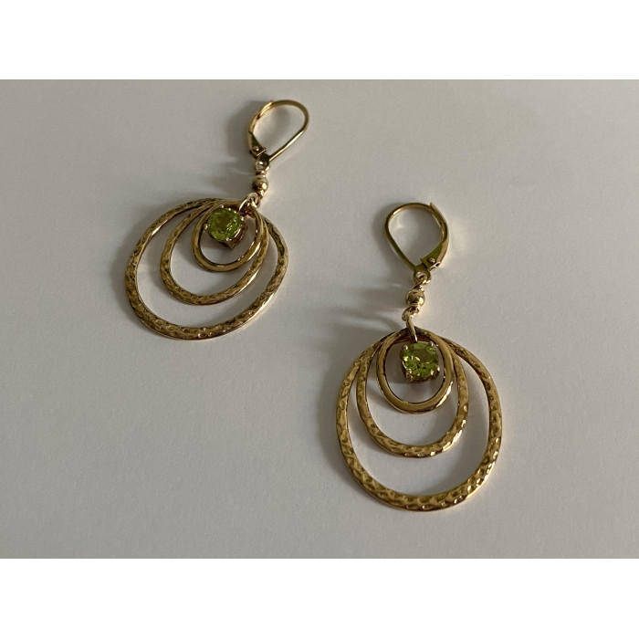 Sky Jewelry Серебряные серьги в позолоте с хризолитом   Принцесса